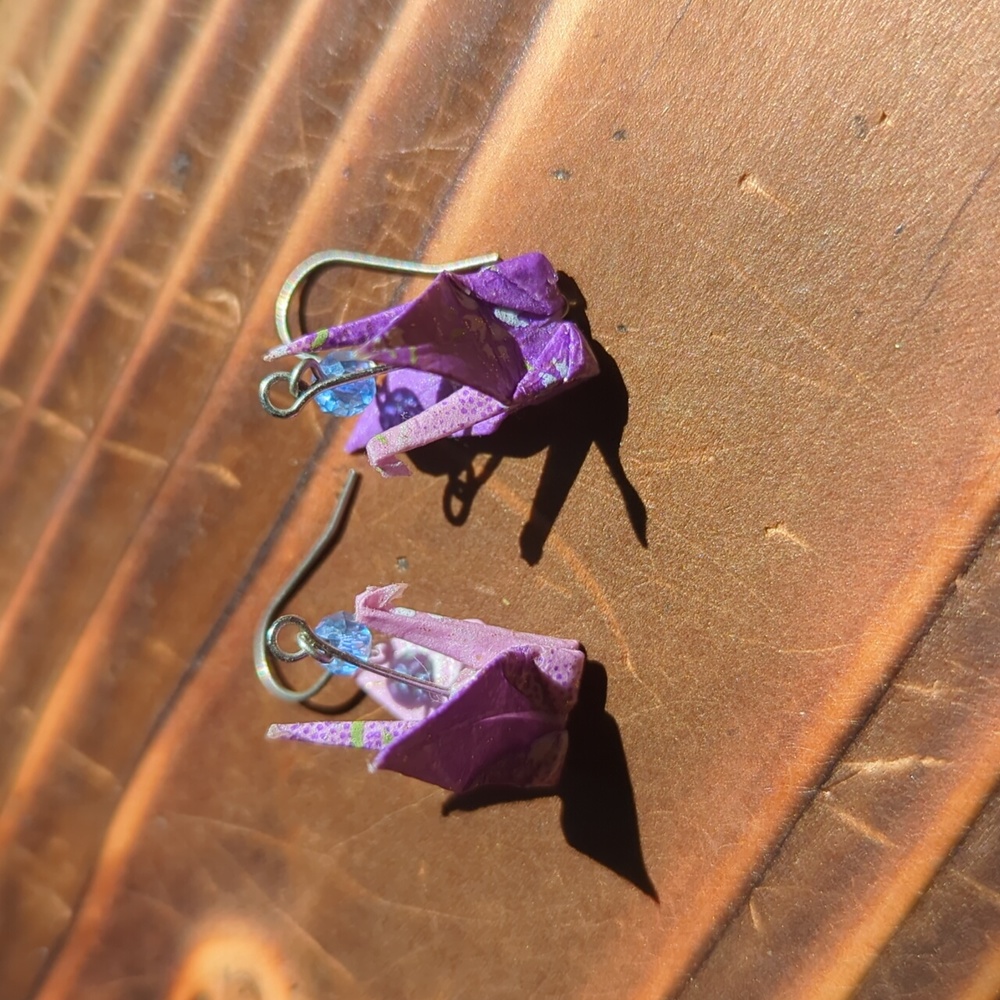 Paper crane earrings